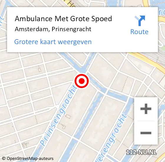 Locatie op kaart van de 112 melding: Ambulance Met Grote Spoed Naar Amsterdam, Prinsengracht op 28 maart 2017 11:57