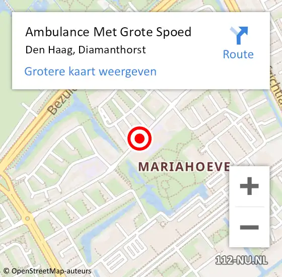 Locatie op kaart van de 112 melding: Ambulance Met Grote Spoed Naar Den Haag, Diamanthorst op 28 maart 2017 13:16
