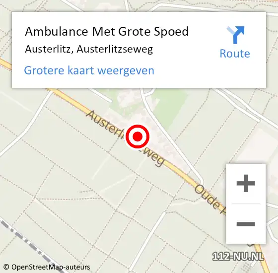 Locatie op kaart van de 112 melding: Ambulance Met Grote Spoed Naar Austerlitz, Austerlitzseweg op 15 januari 2014 12:02