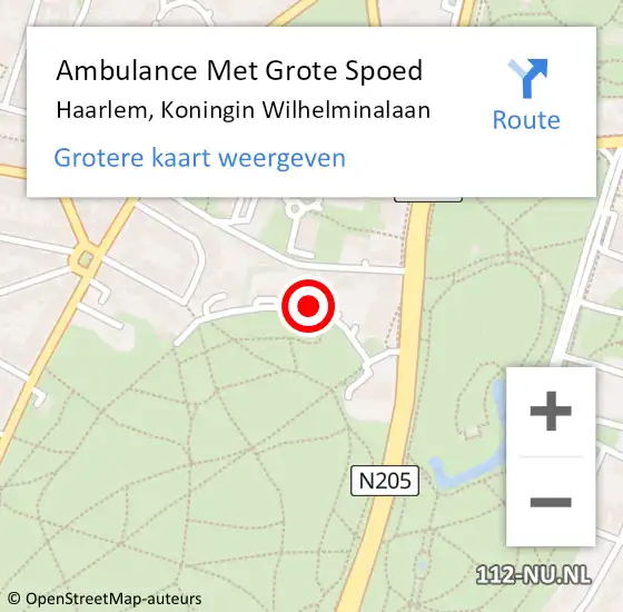 Locatie op kaart van de 112 melding: Ambulance Met Grote Spoed Naar Haarlem, Koningin Wilhelminalaan op 28 maart 2017 13:21