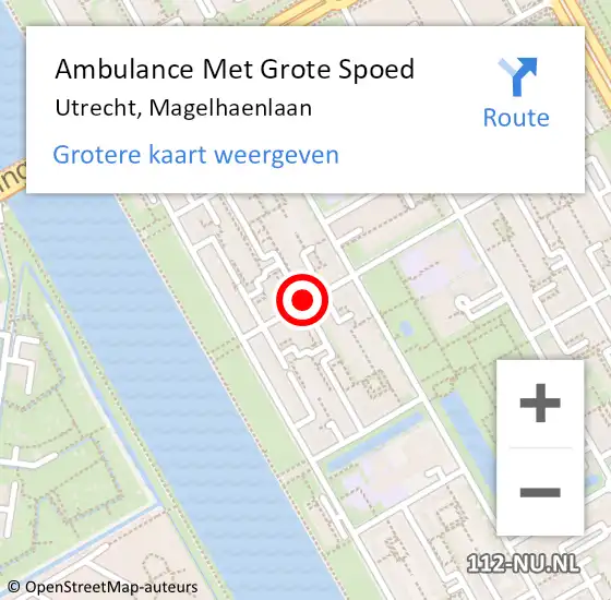 Locatie op kaart van de 112 melding: Ambulance Met Grote Spoed Naar Utrecht, Magelhaenlaan op 28 maart 2017 16:24