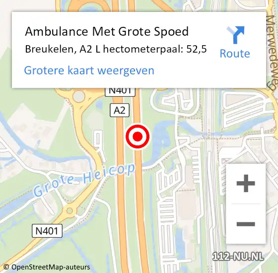 Locatie op kaart van de 112 melding: Ambulance Met Grote Spoed Naar Breukelen, A2 R hectometerpaal: 46,1 op 28 maart 2017 16:33