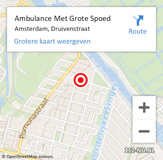 Locatie op kaart van de 112 melding: Ambulance Met Grote Spoed Naar Amsterdam, Druivenstraat op 28 maart 2017 17:17