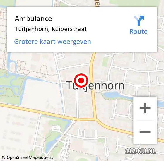 Locatie op kaart van de 112 melding: Ambulance Tuitjenhorn, Kuiperstraat op 28 maart 2017 18:36
