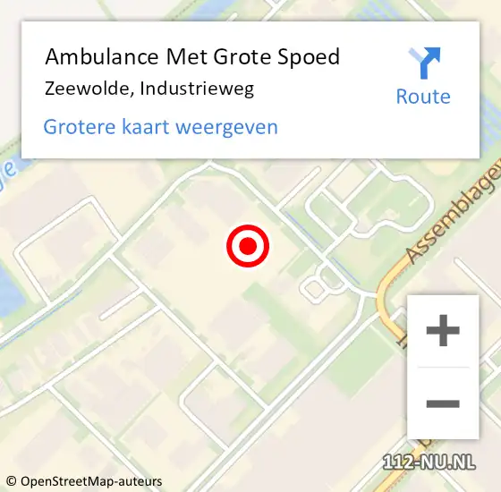 Locatie op kaart van de 112 melding: Ambulance Met Grote Spoed Naar Zeewolde, Industrieweg op 28 maart 2017 19:01