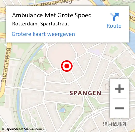 Locatie op kaart van de 112 melding: Ambulance Met Grote Spoed Naar Rotterdam, Spartastraat op 28 maart 2017 19:11