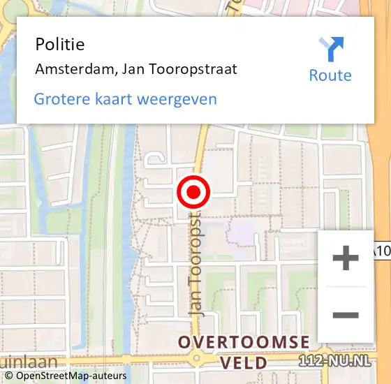 Locatie op kaart van de 112 melding: Politie Amsterdam, Jan Tooropstraat op 28 maart 2017 23:12