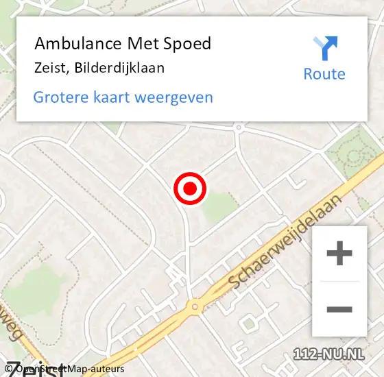 Locatie op kaart van de 112 melding: Ambulance Met Spoed Naar Zeist, Bilderdijklaan op 29 maart 2017 04:03