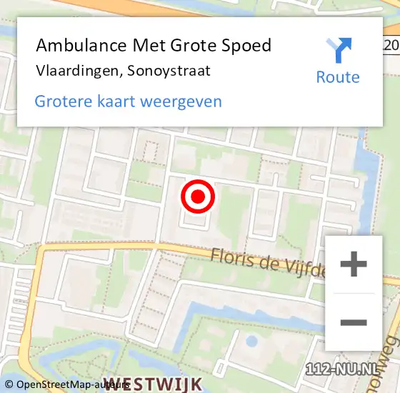 Locatie op kaart van de 112 melding: Ambulance Met Grote Spoed Naar Vlaardingen, Sonoystraat op 29 maart 2017 06:01