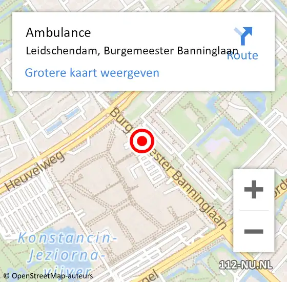 Locatie op kaart van de 112 melding: Ambulance Leidschendam, Burgemeester Banninglaan op 29 maart 2017 09:04