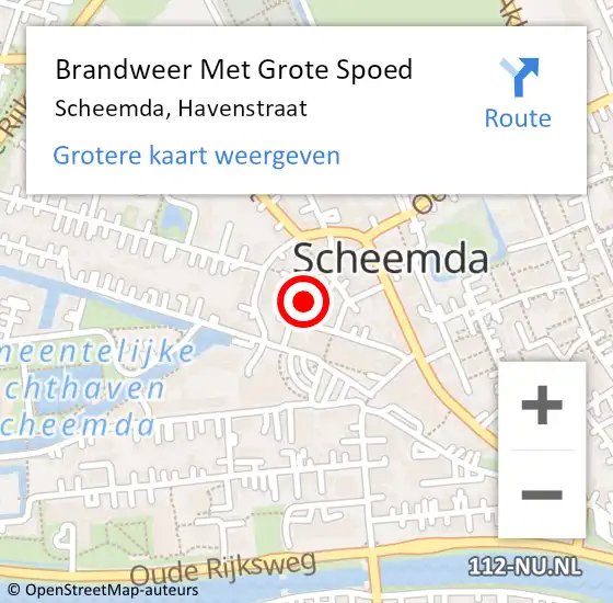 Locatie op kaart van de 112 melding: Brandweer Met Grote Spoed Naar Scheemda, Havenstraat op 29 maart 2017 09:08