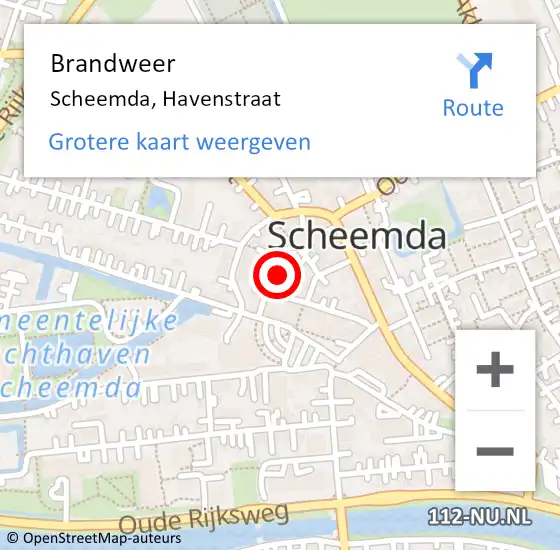 Locatie op kaart van de 112 melding: Brandweer Scheemda, Havenstraat op 29 maart 2017 09:12