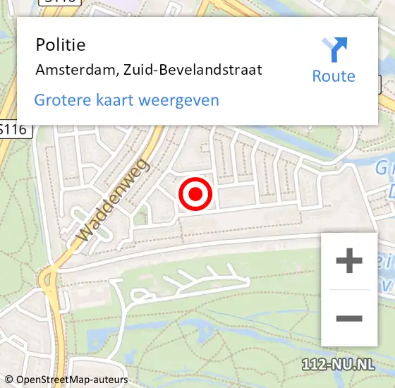 Locatie op kaart van de 112 melding: Politie Amsterdam, Zuid-Bevelandstraat op 29 maart 2017 12:13