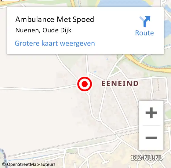 Locatie op kaart van de 112 melding: Ambulance Met Spoed Naar Nuenen, Oude Dijk op 29 maart 2017 16:21