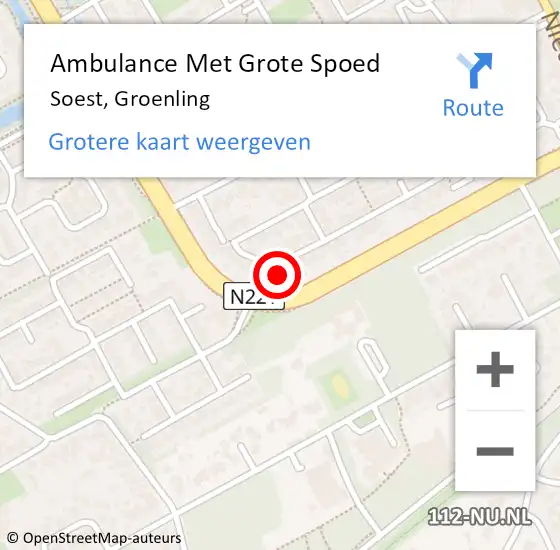 Locatie op kaart van de 112 melding: Ambulance Met Grote Spoed Naar Soest, Groenling op 29 maart 2017 17:32