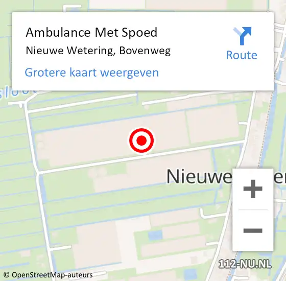 Locatie op kaart van de 112 melding: Ambulance Met Spoed Naar Nieuwe Wetering, Bovenweg op 29 maart 2017 19:26