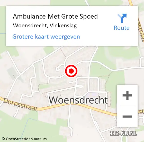 Locatie op kaart van de 112 melding: Ambulance Met Grote Spoed Naar Woensdrecht, Vinkenslag op 29 maart 2017 20:49