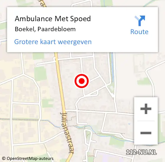 Locatie op kaart van de 112 melding: Ambulance Met Spoed Naar Boekel, Paardebloem op 29 maart 2017 22:24