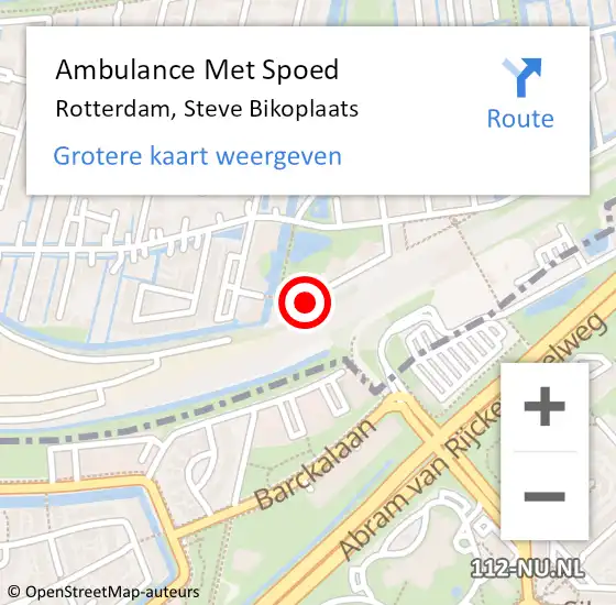 Locatie op kaart van de 112 melding: Ambulance Met Spoed Naar Rotterdam, Steve Bikoplaats op 30 maart 2017 07:46