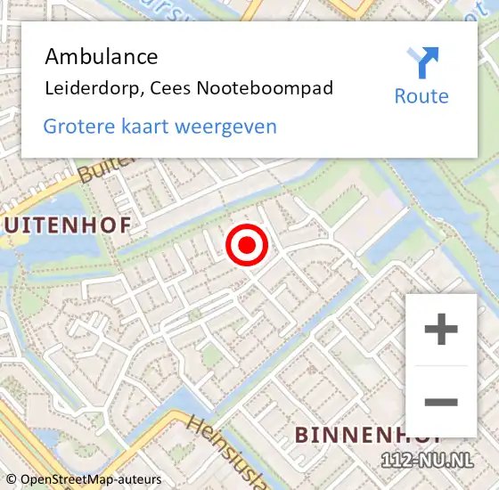 Locatie op kaart van de 112 melding: Ambulance Leiderdorp, Cees Nooteboompad op 30 maart 2017 08:47