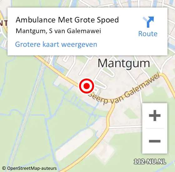 Locatie op kaart van de 112 melding: Ambulance Met Grote Spoed Naar Mantgum, S van Galemawei op 30 maart 2017 13:48