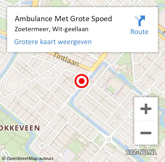 Locatie op kaart van de 112 melding: Ambulance Met Grote Spoed Naar Zoetermeer, Wit-geellaan op 30 maart 2017 14:19