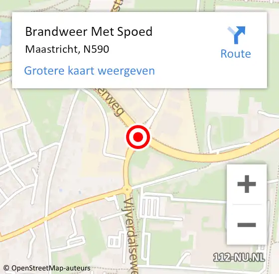 Locatie op kaart van de 112 melding: Brandweer Met Spoed Naar Maastricht, N590 op 30 maart 2017 15:39