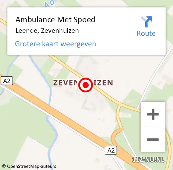 Locatie op kaart van de 112 melding: Ambulance Met Spoed Naar Leende, Zevenhuizen op 31 maart 2017 00:59