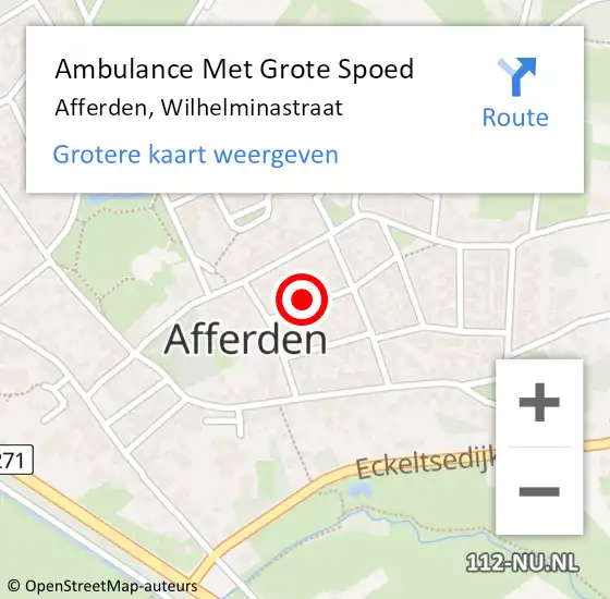 Locatie op kaart van de 112 melding: Ambulance Met Grote Spoed Naar Afferden, Wilhelminastraat op 31 maart 2017 07:48