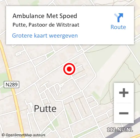 Locatie op kaart van de 112 melding: Ambulance Met Spoed Naar Putte, Pastoor de Witstraat op 31 maart 2017 08:27
