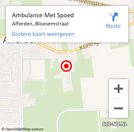Locatie op kaart van de 112 melding: Ambulance Met Spoed Naar Afferden, Bloesemstraat op 31 maart 2017 13:37