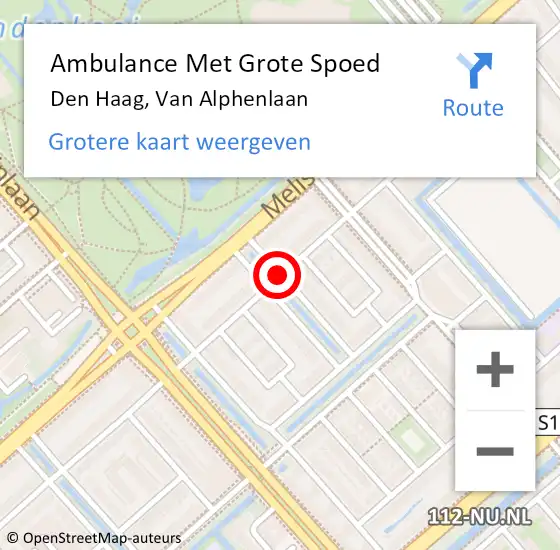 Locatie op kaart van de 112 melding: Ambulance Met Grote Spoed Naar Den Haag, Van Alphenlaan op 31 maart 2017 19:44