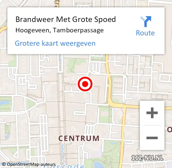 Locatie op kaart van de 112 melding: Brandweer Met Grote Spoed Naar Hoogeveen, Tamboerpassage op 31 maart 2017 19:56