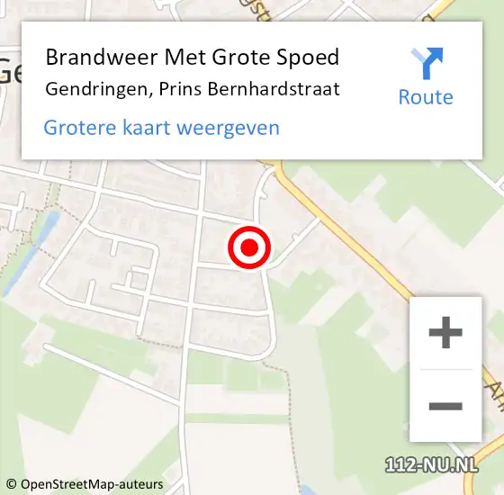 Locatie op kaart van de 112 melding: Brandweer Met Grote Spoed Naar Gendringen, Prins Bernhardstraat op 31 maart 2017 21:01