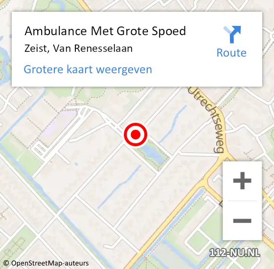 Locatie op kaart van de 112 melding: Ambulance Met Grote Spoed Naar Zeist, Van Renesselaan op 1 april 2017 03:57