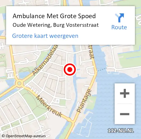 Locatie op kaart van de 112 melding: Ambulance Met Grote Spoed Naar Oude Wetering, Burg Vostersstraat op 1 april 2017 04:23