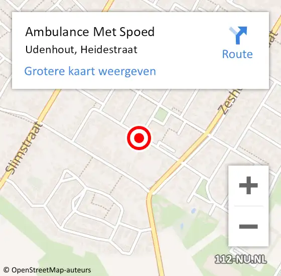 Locatie op kaart van de 112 melding: Ambulance Met Spoed Naar Udenhout, Heidestraat op 1 april 2017 09:18