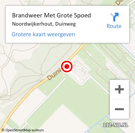 Locatie op kaart van de 112 melding: Brandweer Met Grote Spoed Naar Noordwijkerhout, Duinweg op 1 april 2017 13:24