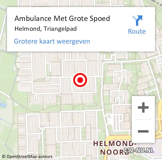 Locatie op kaart van de 112 melding: Ambulance Met Grote Spoed Naar Helmond, Triangelpad op 1 april 2017 20:07
