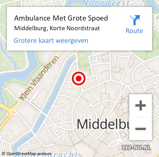Locatie op kaart van de 112 melding: Ambulance Met Grote Spoed Naar Middelburg, Korte Noordstraat op 2 april 2017 01:39