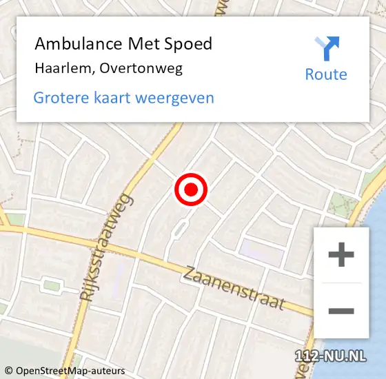 Locatie op kaart van de 112 melding: Ambulance Met Spoed Naar Haarlem, Overtonweg op 2 april 2017 05:13
