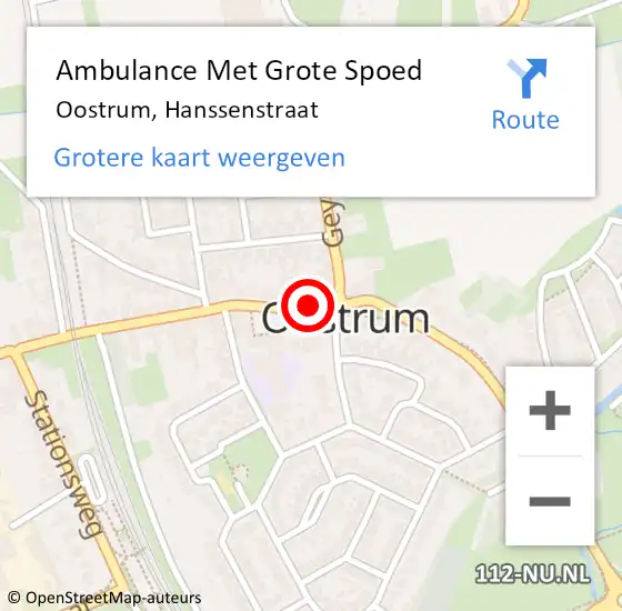 Locatie op kaart van de 112 melding: Ambulance Met Grote Spoed Naar Oostrum, Hanssenstraat op 2 april 2017 10:09