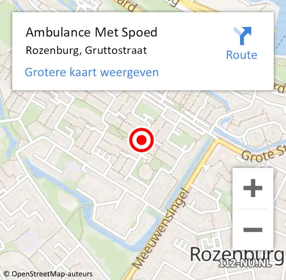 Locatie op kaart van de 112 melding: Ambulance Met Spoed Naar Rozenburg, Gruttostraat op 2 april 2017 13:32