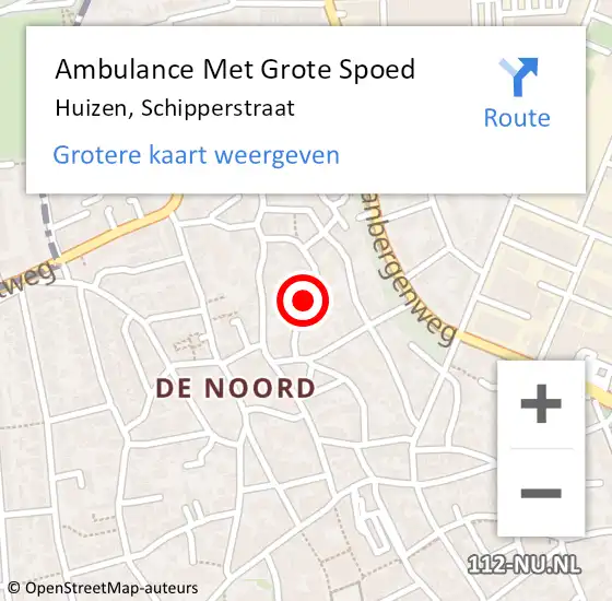 Locatie op kaart van de 112 melding: Ambulance Met Grote Spoed Naar Huizen, Schipperstraat op 15 januari 2014 22:05