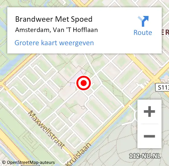 Locatie op kaart van de 112 melding: Brandweer Met Spoed Naar Amsterdam, Van 'T Hofflaan op 2 april 2017 18:39
