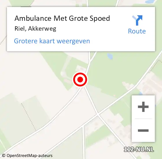 Locatie op kaart van de 112 melding: Ambulance Met Grote Spoed Naar Riel, Akkerweg op 2 april 2017 23:05
