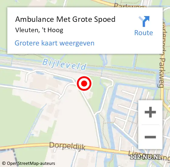 Locatie op kaart van de 112 melding: Ambulance Met Grote Spoed Naar Vleuten, 't Hoog op 3 april 2017 04:32