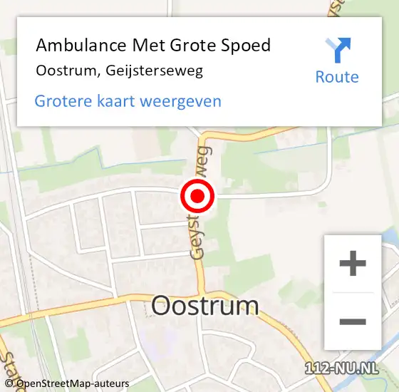 Locatie op kaart van de 112 melding: Ambulance Met Grote Spoed Naar Oostrum, Geijsterseweg op 15 januari 2014 23:48