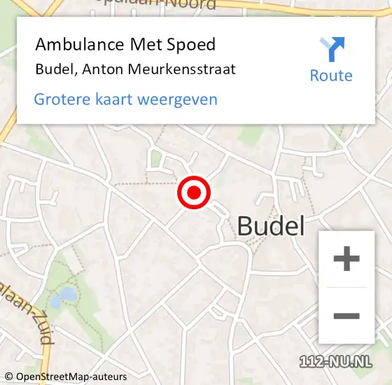 Locatie op kaart van de 112 melding: Ambulance Met Spoed Naar Budel, Anton Meurkensstraat op 3 april 2017 07:41