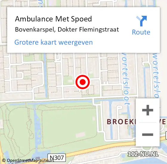Locatie op kaart van de 112 melding: Ambulance Met Spoed Naar Bovenkarspel, Dokter Flemingstraat op 3 april 2017 07:51